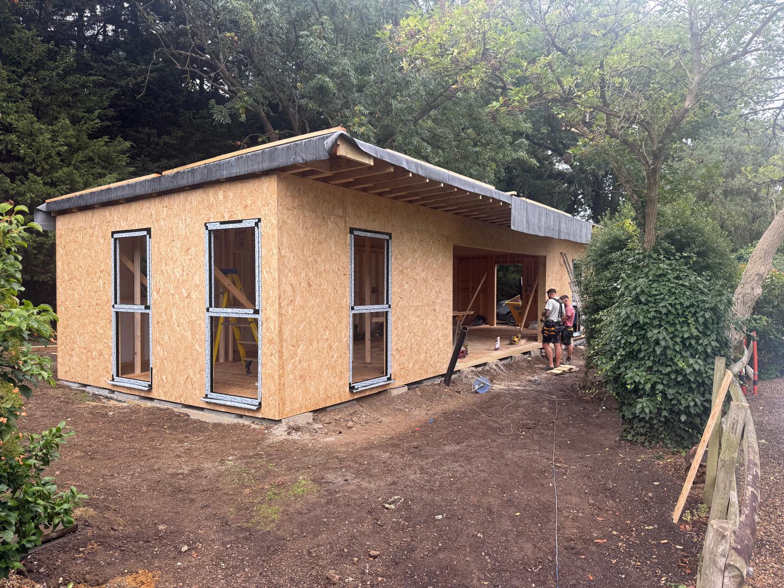 Window and door openings formed in the Thorpe annexe