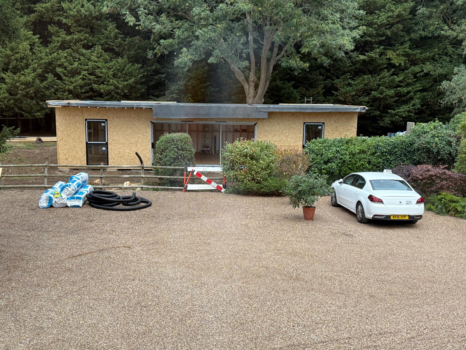 Front elevation of the Thorpe annexe with sliding door opening